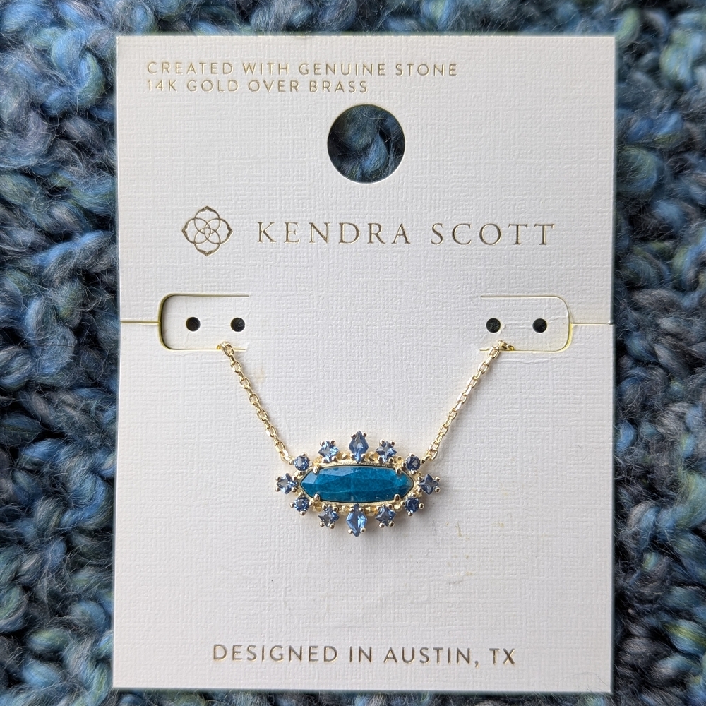 Kendra Scott Gold Necklace with Blue Stone